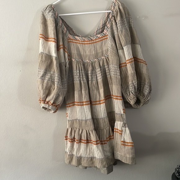 Extra small Free People Cosy Striped Mini Dress tan orange white - Picture 3 of 6